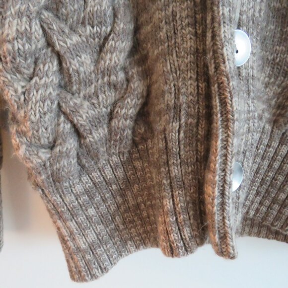 S.N.S. HERNING 100% Wool Shawl Collar Chunky Knit Fisherman Cardigan Men's Sz S - Picture 4 of 16